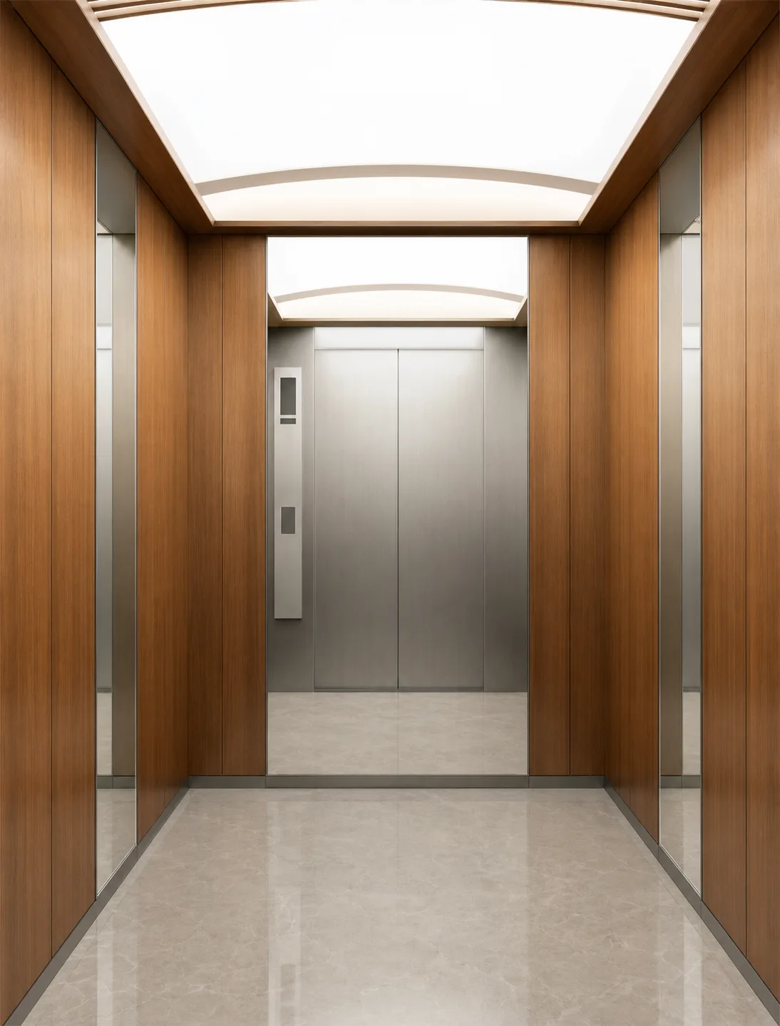 SC-C08 warm-wood passenger elevator cabin design